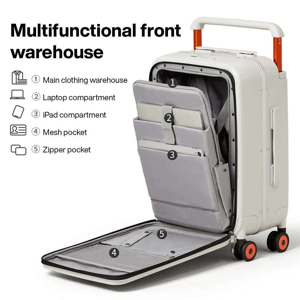 KIMLUD, Mixi 2024 New Design Wide Handle Suitcase Men Carry-On Luggage Women Travel Trolley Case 20 Inch Cabin PC Aluminum Frame M9275, KIMLUD Womens Clothes