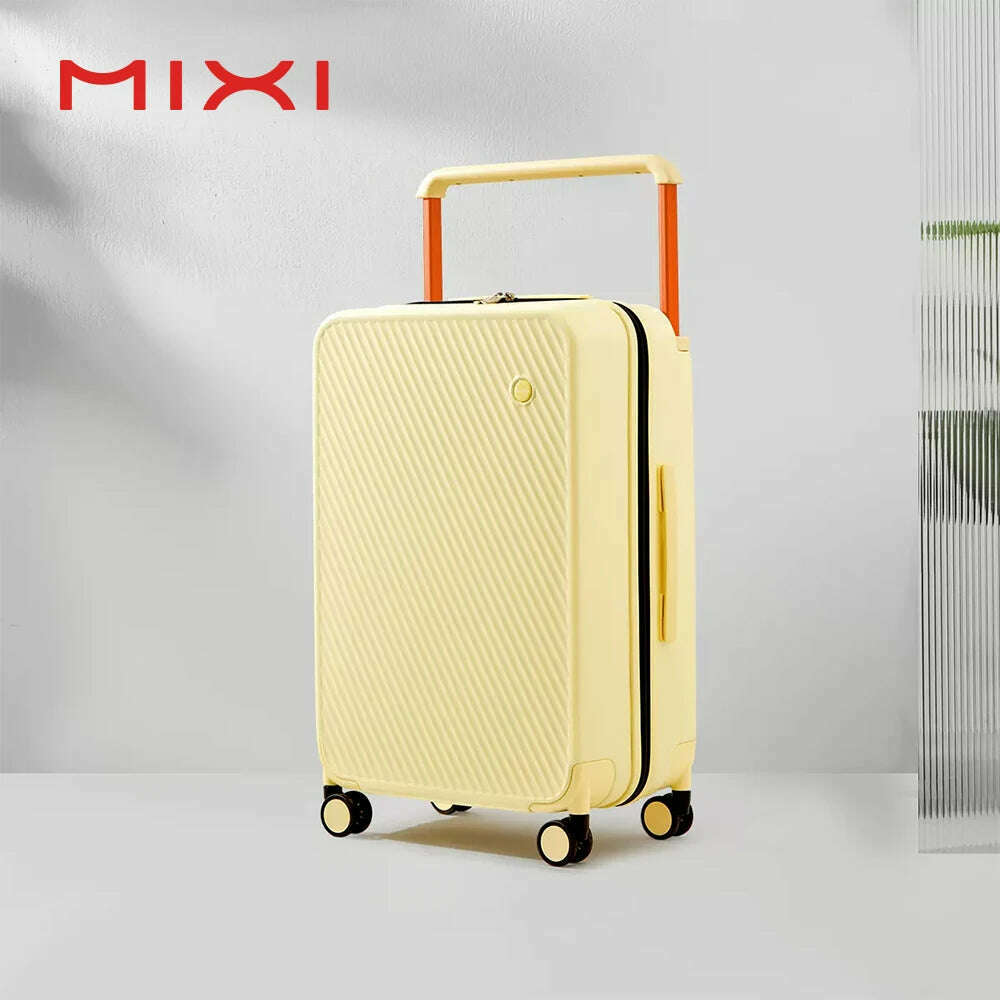 KIMLUD, Mixi Wide Handle Travel Luggage Suitcase Rolling Spinner Wheels Hardside PC TSA Lock 20 24 Inch Unisex, Yellow / 20 inch carry on / CHINA, KIMLUD APPAREL - Womens Clothes