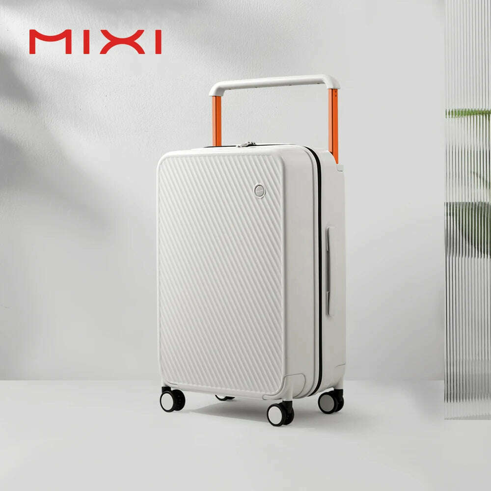 KIMLUD, Mixi Wide Handle Travel Luggage Suitcase Rolling Spinner Wheels Hardside PC TSA Lock 20 24 Inch Unisex, Smoke White / 20 inch carry on / CHINA, KIMLUD APPAREL - Womens Clothes