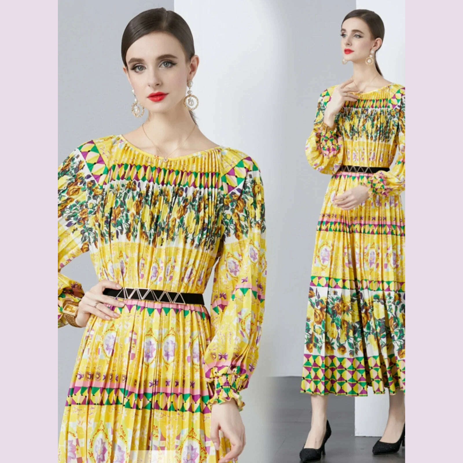 Miyake Pleated 5.5 Meters Oversized Skirt, Organ Pleated Dress, High-quality Fabric, Comfortable and Versatile Printing - KIMLUD