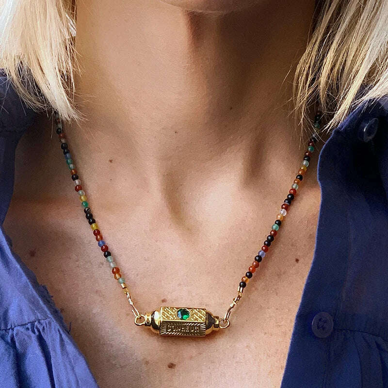 KIMLUD, Moda shell flower pendant necklace heart pearl evil eye charm Women Girls Party Jewelry Collier buddha Neck Accessory Vintage, necklace 15, KIMLUD APPAREL - Womens Clothes