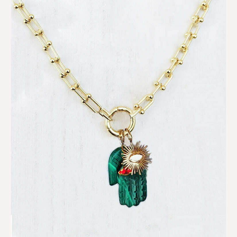 KIMLUD, Moda shell flower pendant necklace heart pearl evil eye charm Women Girls Party Jewelry Collier buddha Neck Accessory Vintage, necklace 29, KIMLUD APPAREL - Womens Clothes