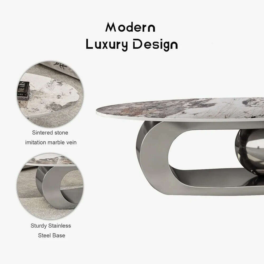 KIMLUD, Modern Coffee Table with Marble Top, Exquisitely Crafted in White and Light Brown, Featuring A Modern Style Circular Design, KIMLUD Womens Clothes