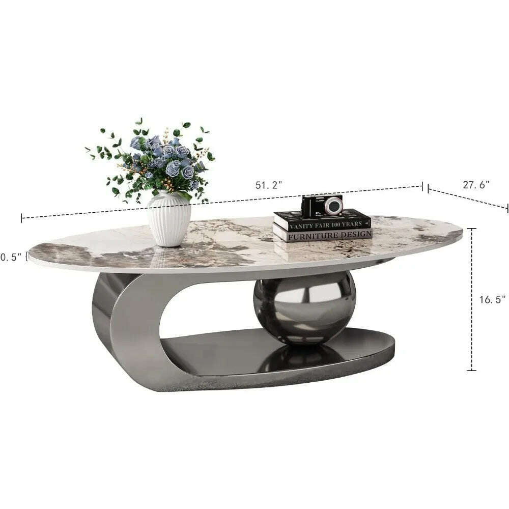 KIMLUD, Modern Coffee Table with Marble Top, Exquisitely Crafted in White and Light Brown, Featuring A Modern Style Circular Design, KIMLUD Womens Clothes