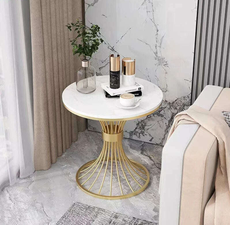 Modern marble coffee table INS Round small Sofa side table balcony Living room Coffee Corner hall negotiation reception table - KIMLUD
