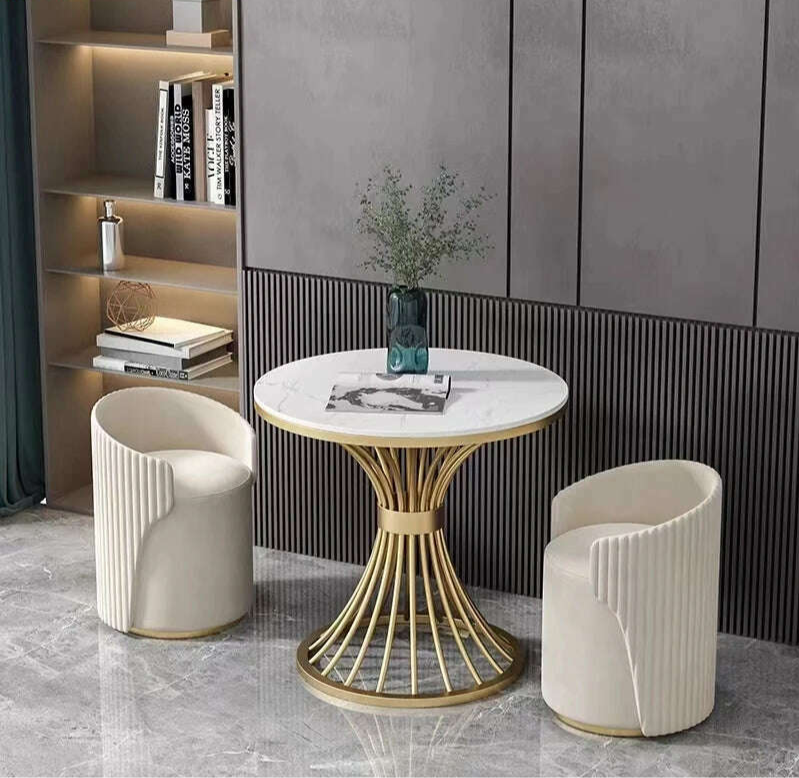 Modern marble coffee table INS Round small Sofa side table balcony Living room Coffee Corner hall negotiation reception table - KIMLUD