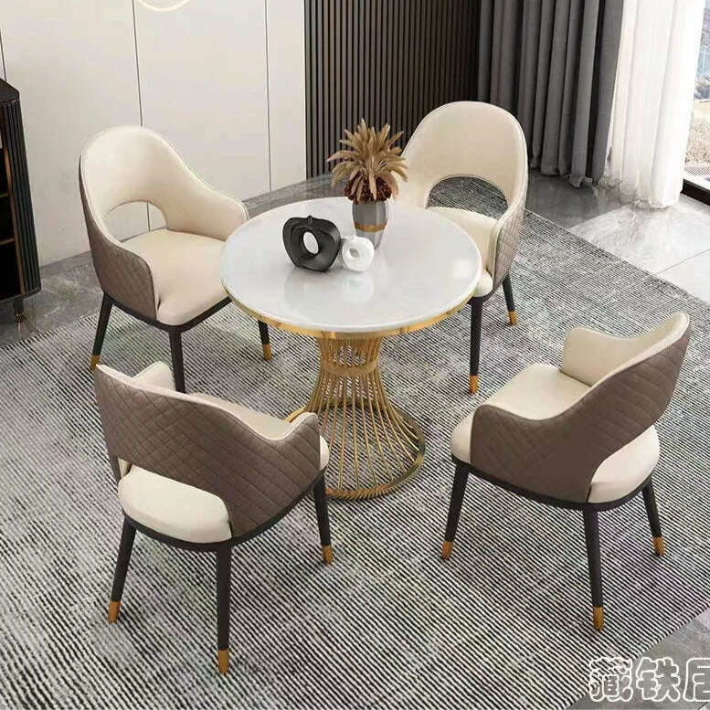 Modern marble coffee table INS Round small Sofa side table balcony Living room Coffee Corner hall negotiation reception table - KIMLUD