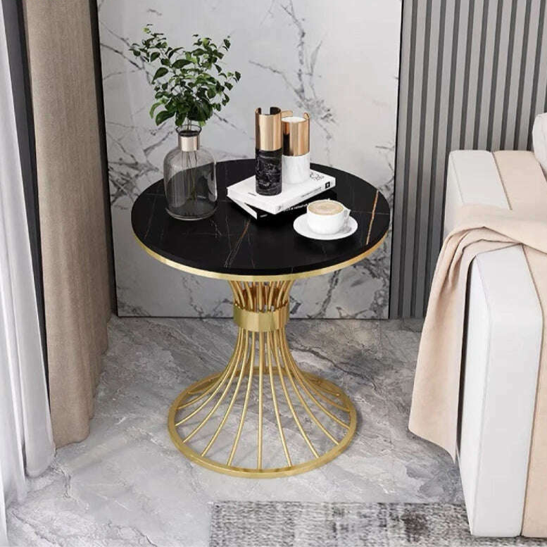 Modern marble coffee table INS Round small Sofa side table balcony Living room Coffee Corner hall negotiation reception table - KIMLUD
