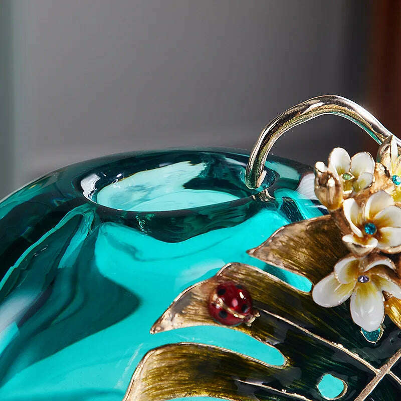 Modern minimalism Light luxury glass vase Home and living room decorations Glass enamel colored flower arrangement device - KIMLUD