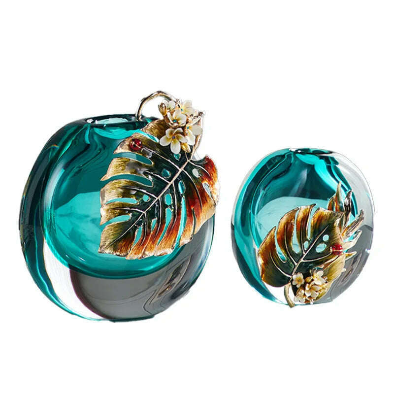 Modern minimalism Light luxury glass vase Home and living room decorations Glass enamel colored flower arrangement device - KIMLUD