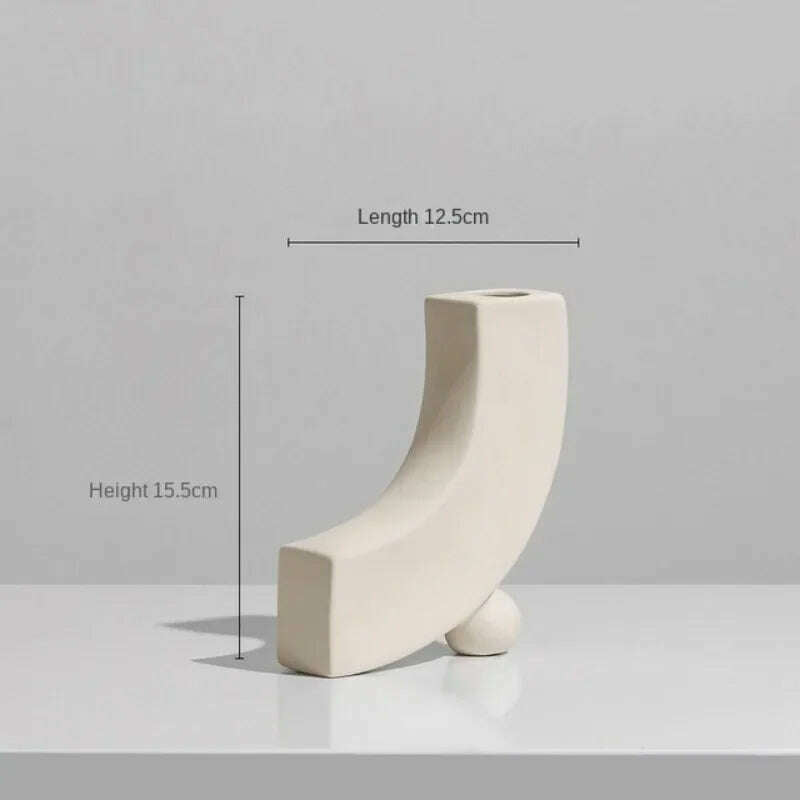 Modern Simple Ceramic Art Vase Dried Flowers Flower Arrangement Ornaments Living Room TV Cabinet Bedroom Desktop Home Decoration - KIMLUD