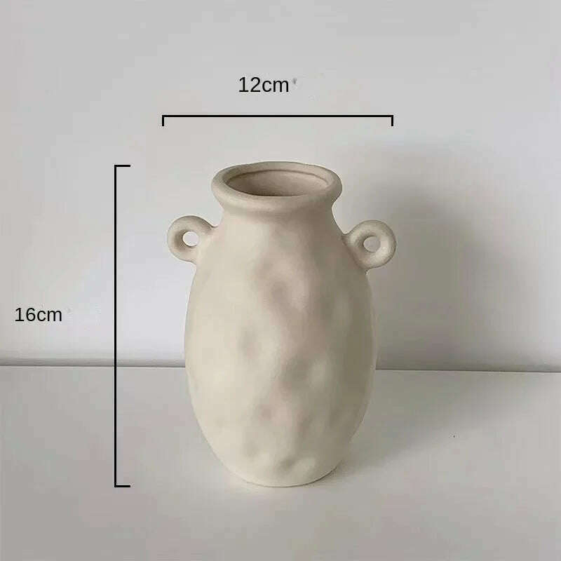 Modern Simple Ceramic Art Vase Dried Flowers Flower Arrangement Ornaments Living Room TV Cabinet Bedroom Desktop Home Decoration - KIMLUD