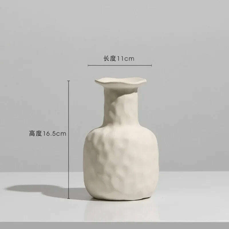 Modern Simple Ceramic Art Vase Dried Flowers Flower Arrangement Ornaments Living Room TV Cabinet Bedroom Desktop Home Decoration - KIMLUD