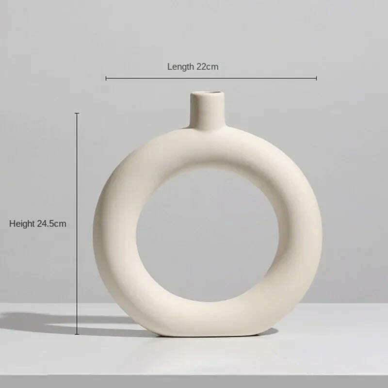 Modern Simple Ceramic Art Vase Dried Flowers Flower Arrangement Ornaments Living Room TV Cabinet Bedroom Desktop Home Decoration - KIMLUD