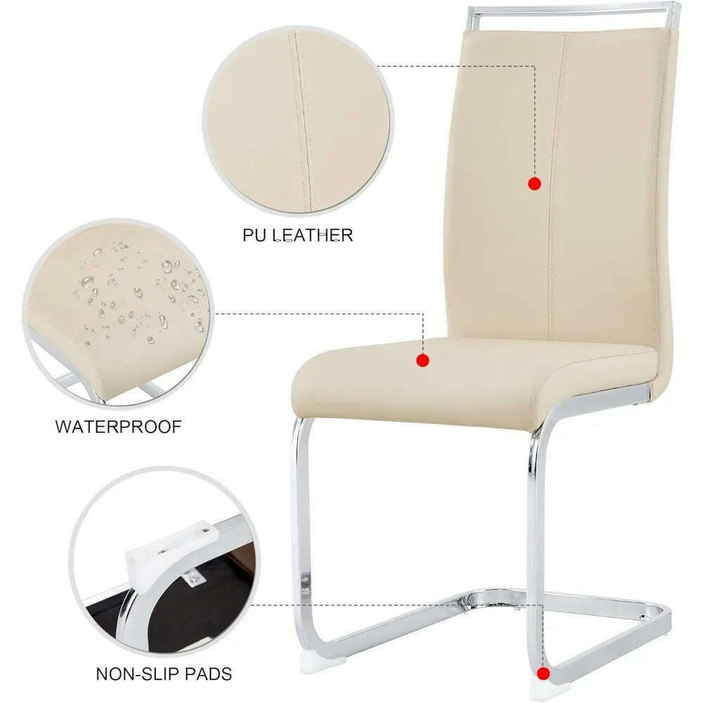 Modern Wooden Dining Table Set for6,Rectangula Kitchen Table Set with Faux Marble Tabletop&6 Pu Leather Upholstered Chairs Ideal - KIMLUD