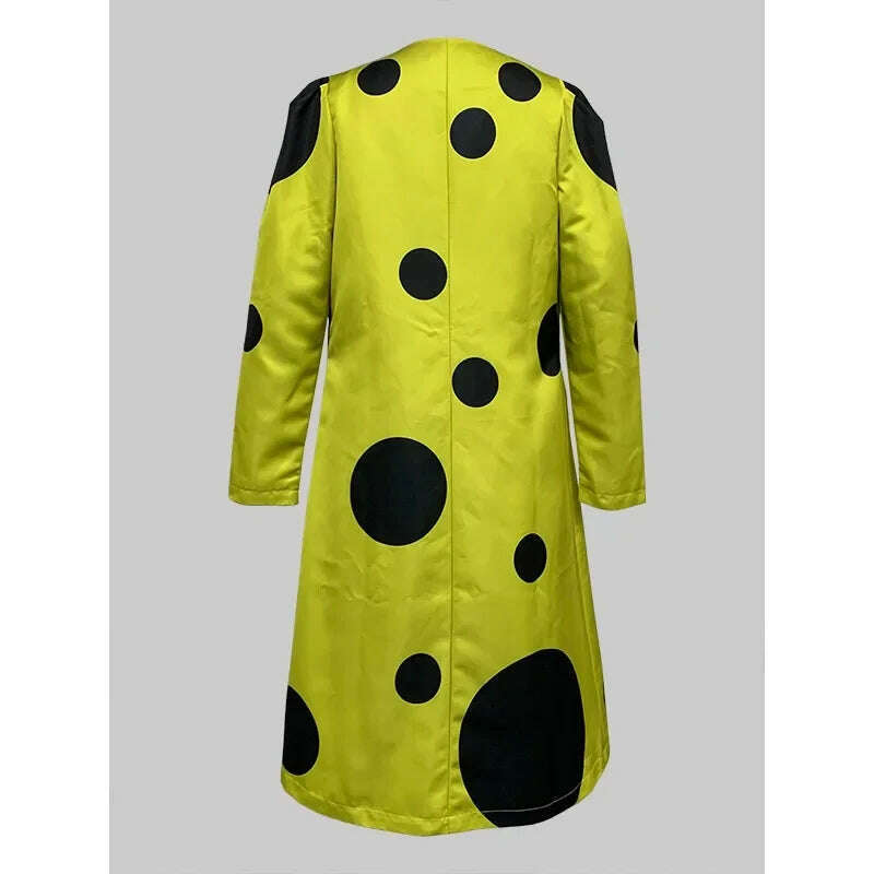 Modigirl Women’s Winter Long Coats 2024 Polka Dot Pattern Long Sleeves Loose Streetwear Female Midi Outwear Jacket for Autumn - KIMLUD