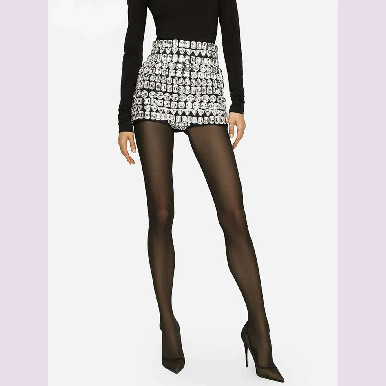 Modphy 2024 Short For Women Luxury Crystal Bandage High Waist Elasticity Shorts Hotgirl Evening Party Stage Performance - KIMLUD