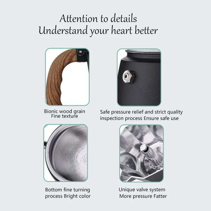 KIMLUD, Moka Pot Italian Coffee Machine Espresso Aluminum Geyser Coffee Maker Kettle Latte Stove Classic Coffee Barista Tools 150/300ml, KIMLUD Womens Clothes