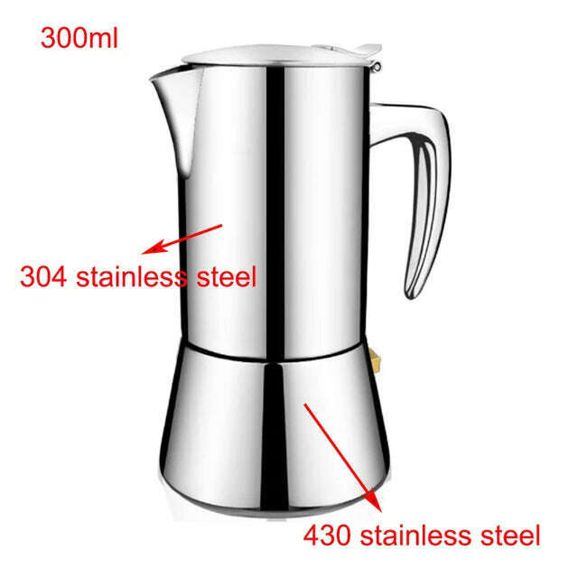 KIMLUD, Moka Pots 200ML/300ML Coffee Pot Stainless Steel Coffee Maker Kitchen Coffee Percolator Drink Kettle, 300ml, KIMLUD APPAREL - Womens Clothes