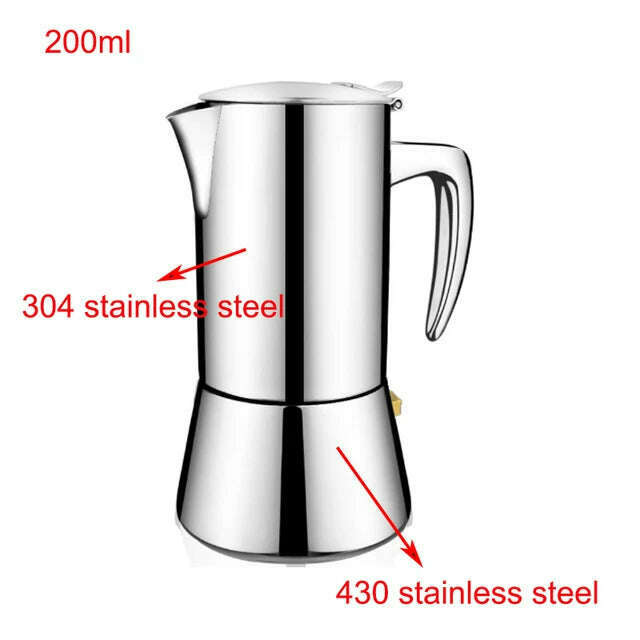 KIMLUD, Moka Pots 200ML/300ML Coffee Pot Stainless Steel Coffee Maker Kitchen Coffee Percolator Drink Kettle, 200ml, KIMLUD APPAREL - Womens Clothes