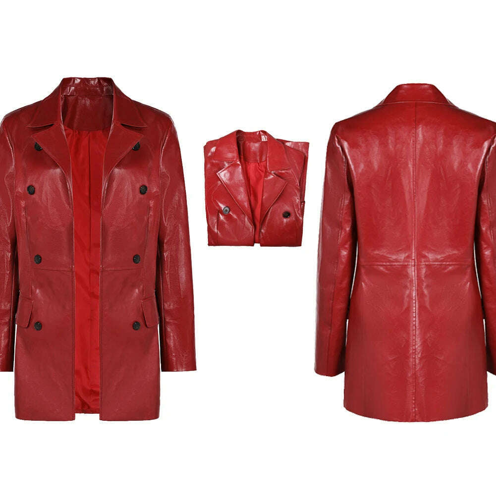 KIMLUD, Movie Web Cos Cosplay Madame Costume Outfit Fantasy Leather Coat Halloween Carnival Suit Accessory For Adult Girls Roleplay, KIMLUD Womens Clothes