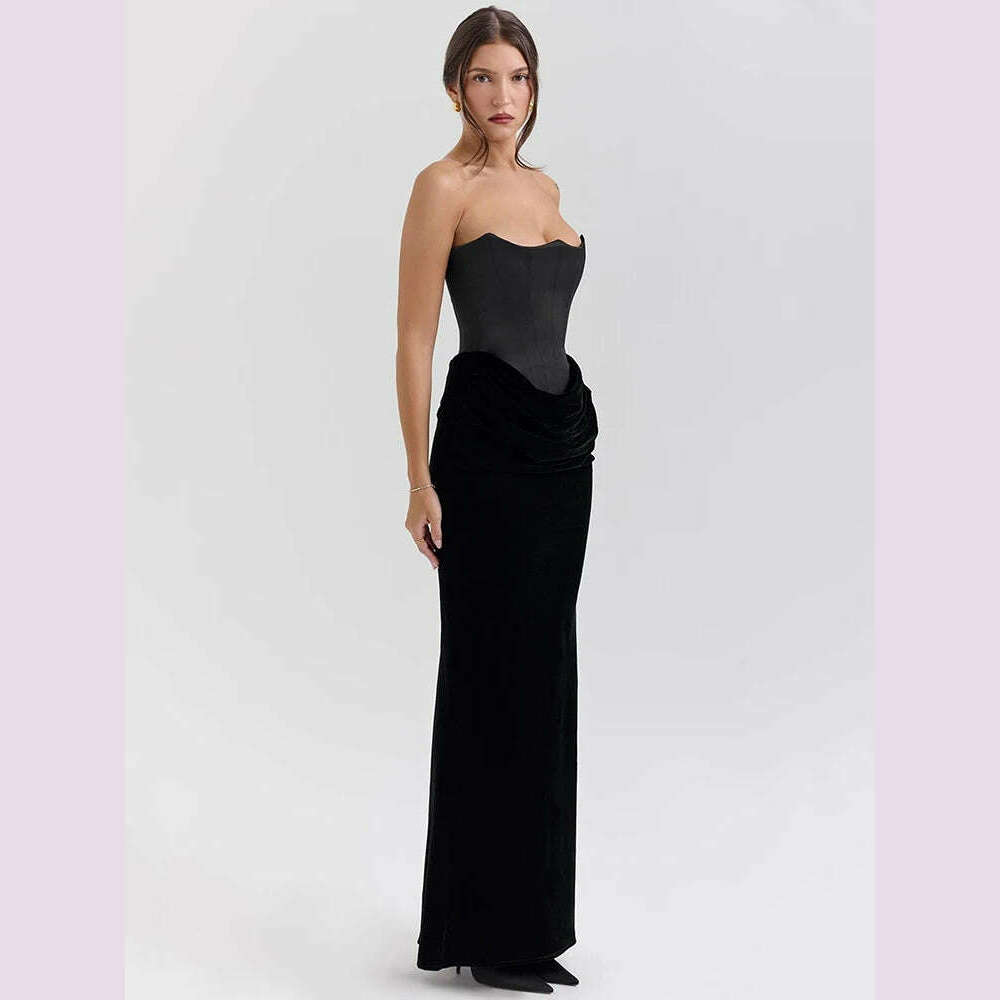 Mozision Off-shoulder Strapless Sexy Maxi Dress For Women Elegant Sleeveless Backless Bodycon Club Party Evening Long Dress - KIMLUD