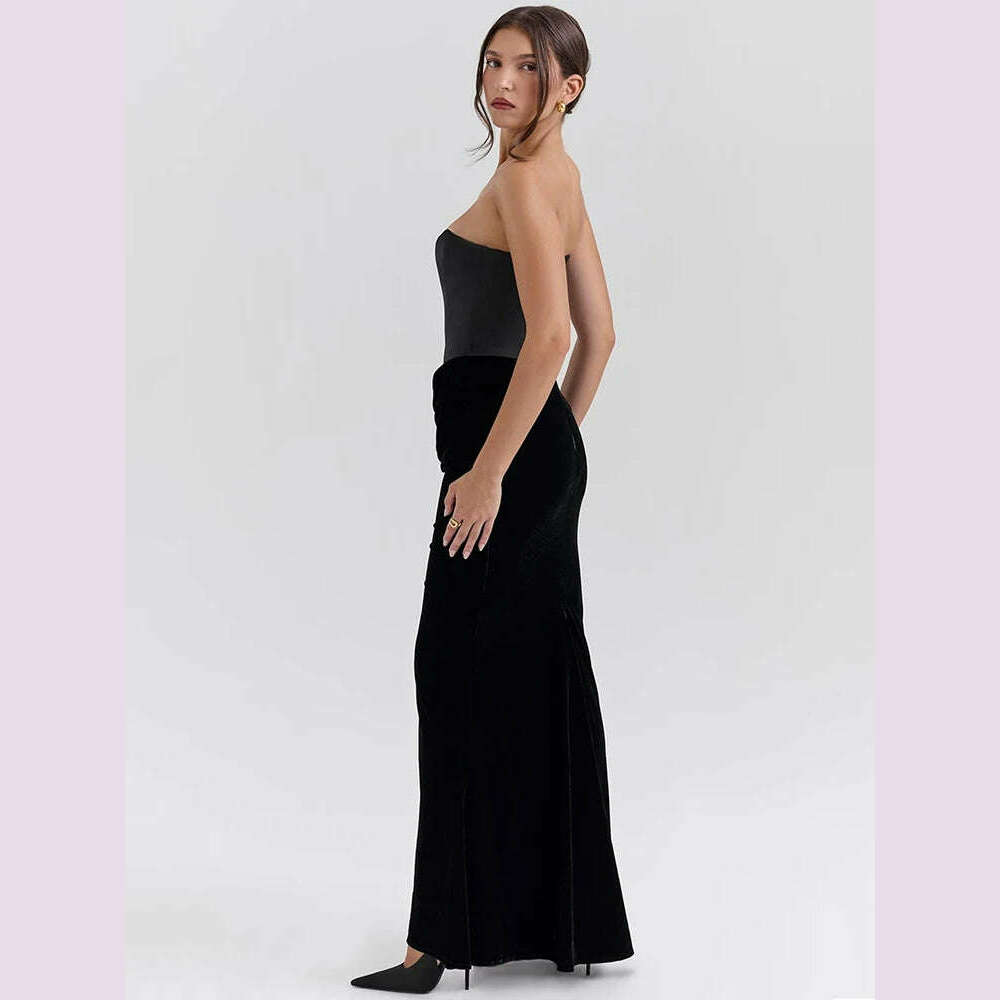 Mozision Off-shoulder Strapless Sexy Maxi Dress For Women Elegant Sleeveless Backless Bodycon Club Party Evening Long Dress - KIMLUD