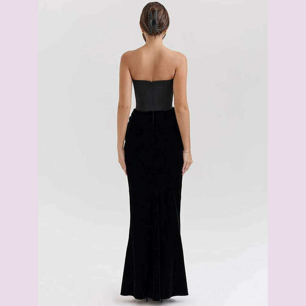Mozision Off-shoulder Strapless Sexy Maxi Dress For Women Elegant Sleeveless Backless Bodycon Club Party Evening Long Dress - KIMLUD