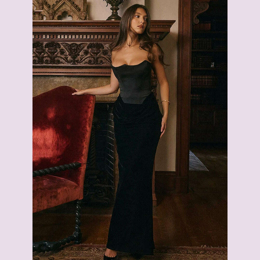 Mozision Off-shoulder Strapless Sexy Maxi Dress For Women Elegant Sleeveless Backless Bodycon Club Party Evening Long Dress - KIMLUD