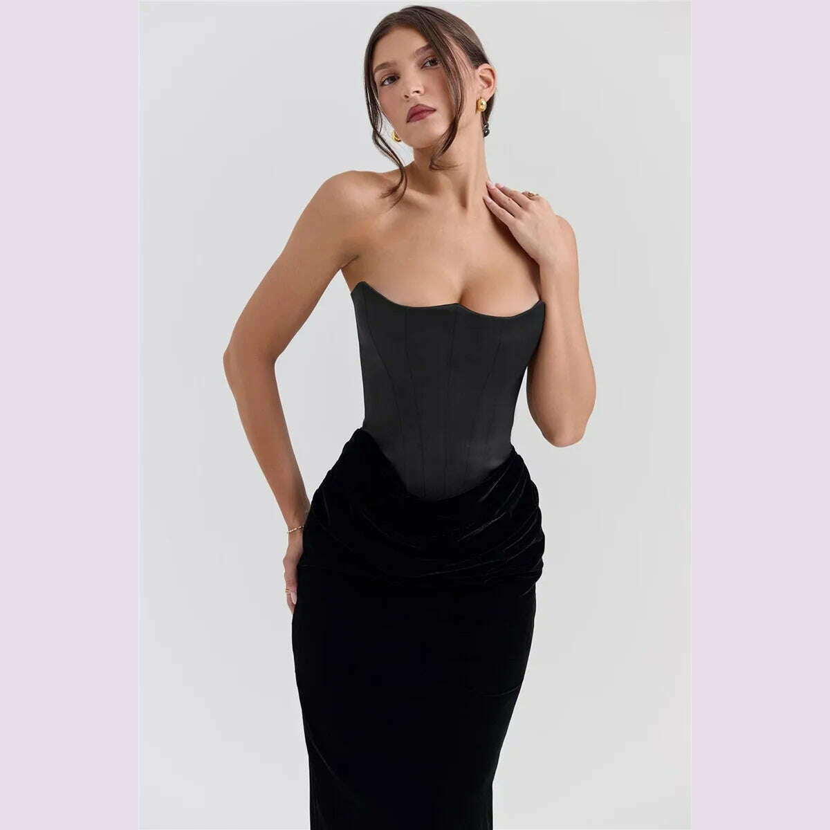 Mozision Off-shoulder Strapless Sexy Maxi Dress For Women Elegant Sleeveless Backless Bodycon Club Party Evening Long Dress - KIMLUD