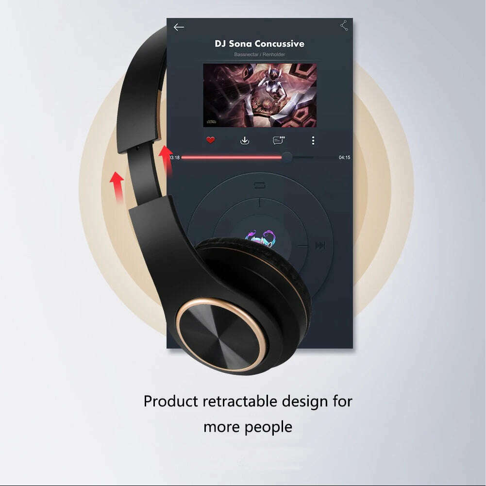 MP3 Player Noise Canceling Headphones Blutooth T8 Foldable With Audio Cable Bluetooth Earphone Hedset Earphones Big Ear Phones - KIMLUD