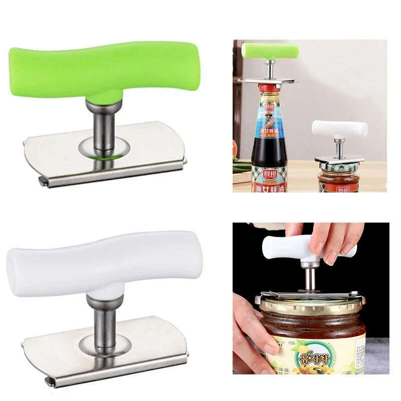 Multi-function Bottle Cap Opener Stainless Steel Adjustable Lids Off Jar Opener Labor-saving Screw Can Opener for Kitchen Gadget - KIMLUD