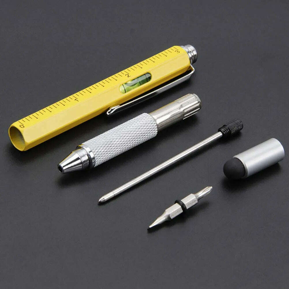 KIMLUD, Multi-function Tool Pen Spirit Level Scale Touch Screen 6 In1 Metal Ballpoint Pen Multifunctional Metal Pen Screwdriver, KIMLUD Womens Clothes