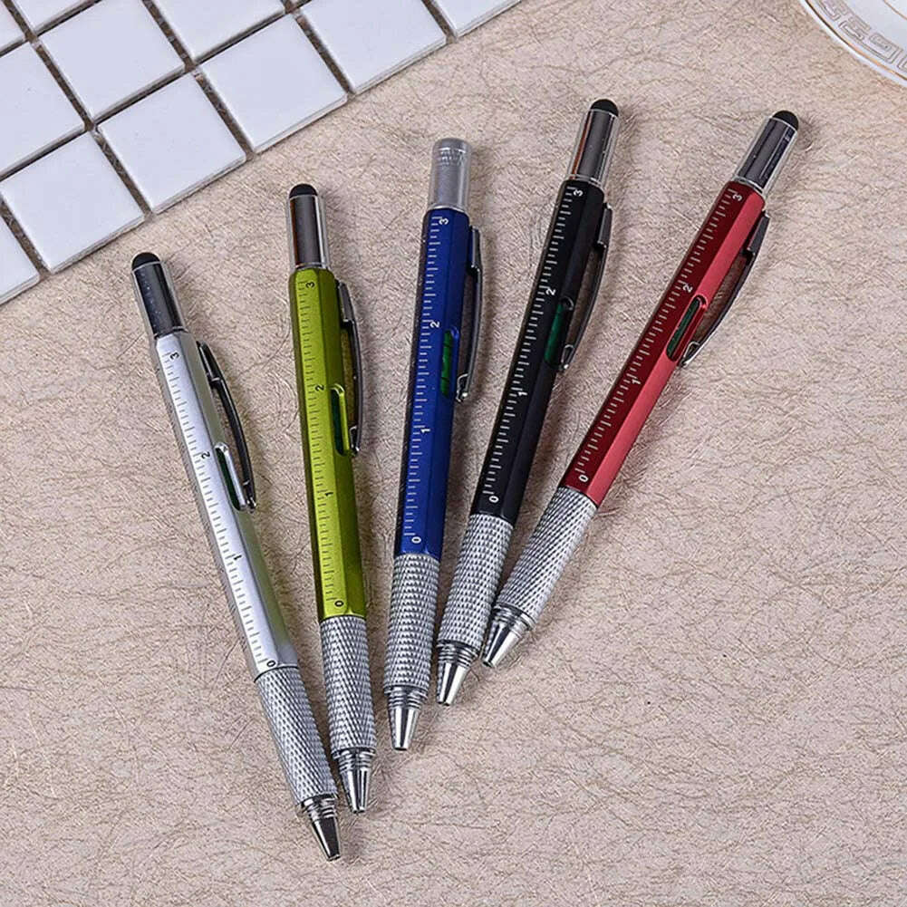 KIMLUD, Multi-function Tool Pen Spirit Level Scale Touch Screen 6 In1 Metal Ballpoint Pen Multifunctional Metal Pen Screwdriver, KIMLUD Womens Clothes