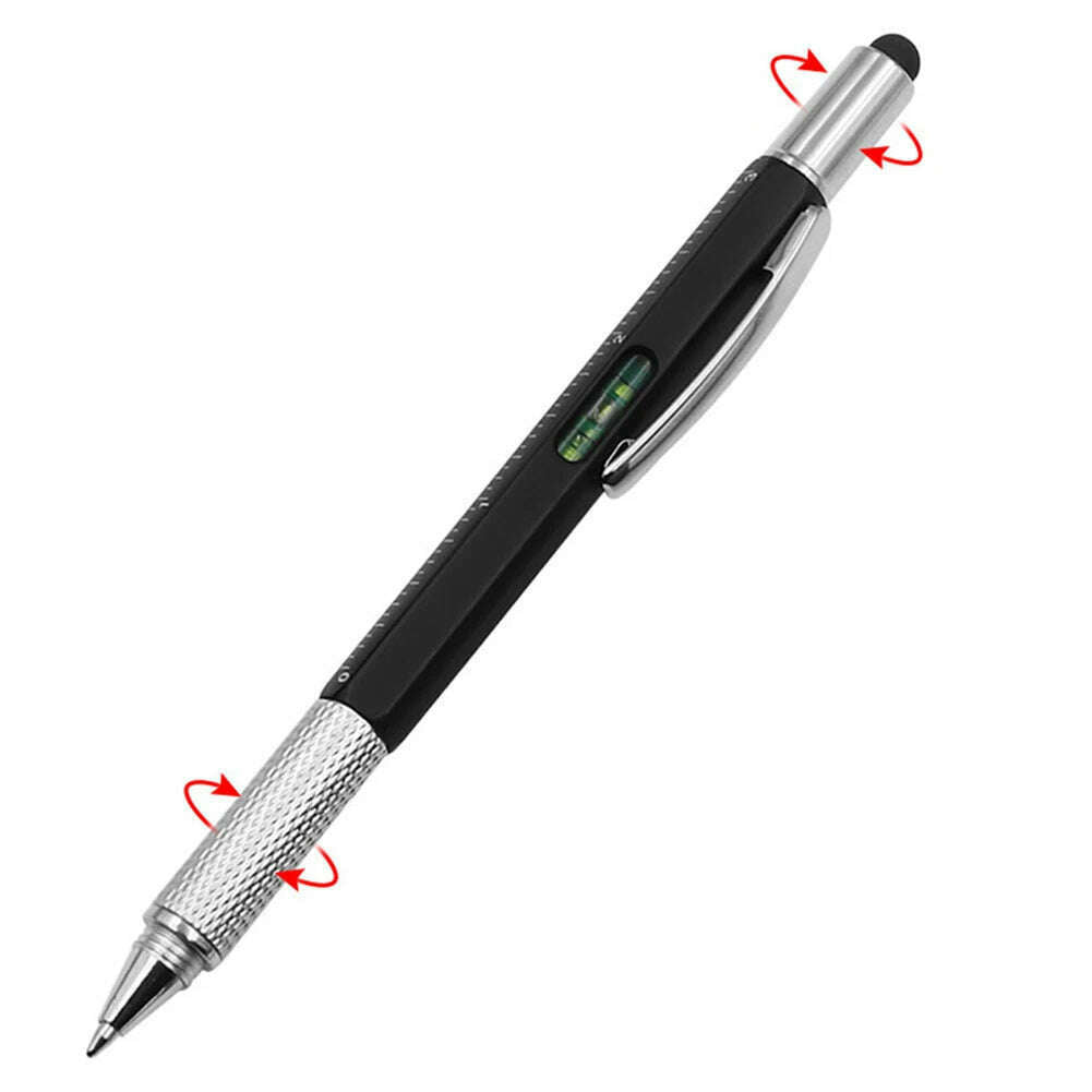 KIMLUD, Multi-function Tool Pen Spirit Level Scale Touch Screen 6 In1 Metal Ballpoint Pen Multifunctional Metal Pen Screwdriver, KIMLUD Womens Clothes