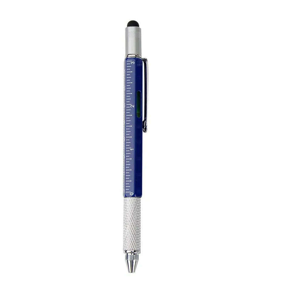 KIMLUD, Multi-function Tool Pen Spirit Level Scale Touch Screen 6 In1 Metal Ballpoint Pen Multifunctional Metal Pen Screwdriver, blue, KIMLUD APPAREL - Womens Clothes