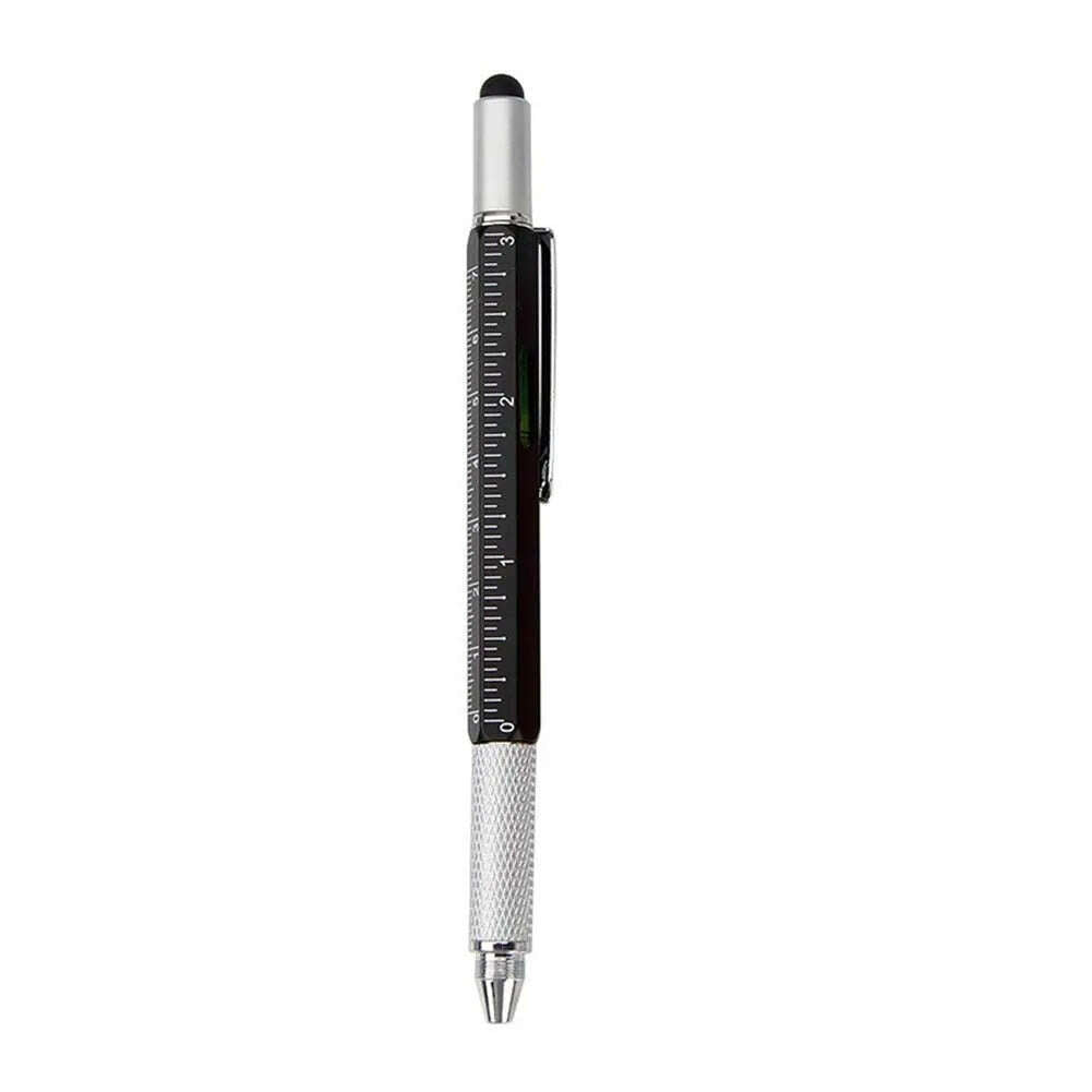 KIMLUD, Multi-function Tool Pen Spirit Level Scale Touch Screen 6 In1 Metal Ballpoint Pen Multifunctional Metal Pen Screwdriver, black, KIMLUD APPAREL - Womens Clothes