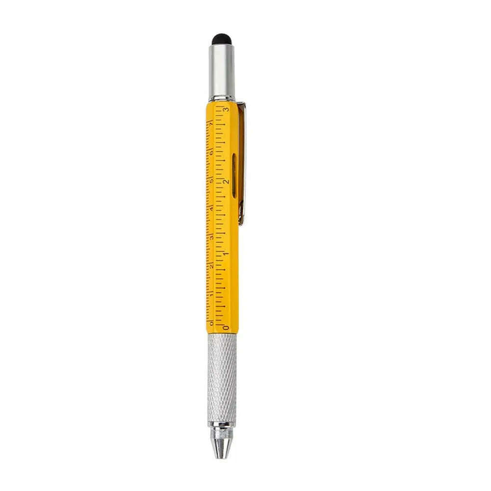 KIMLUD, Multi-function Tool Pen Spirit Level Scale Touch Screen 6 In1 Metal Ballpoint Pen Multifunctional Metal Pen Screwdriver, yellow, KIMLUD APPAREL - Womens Clothes