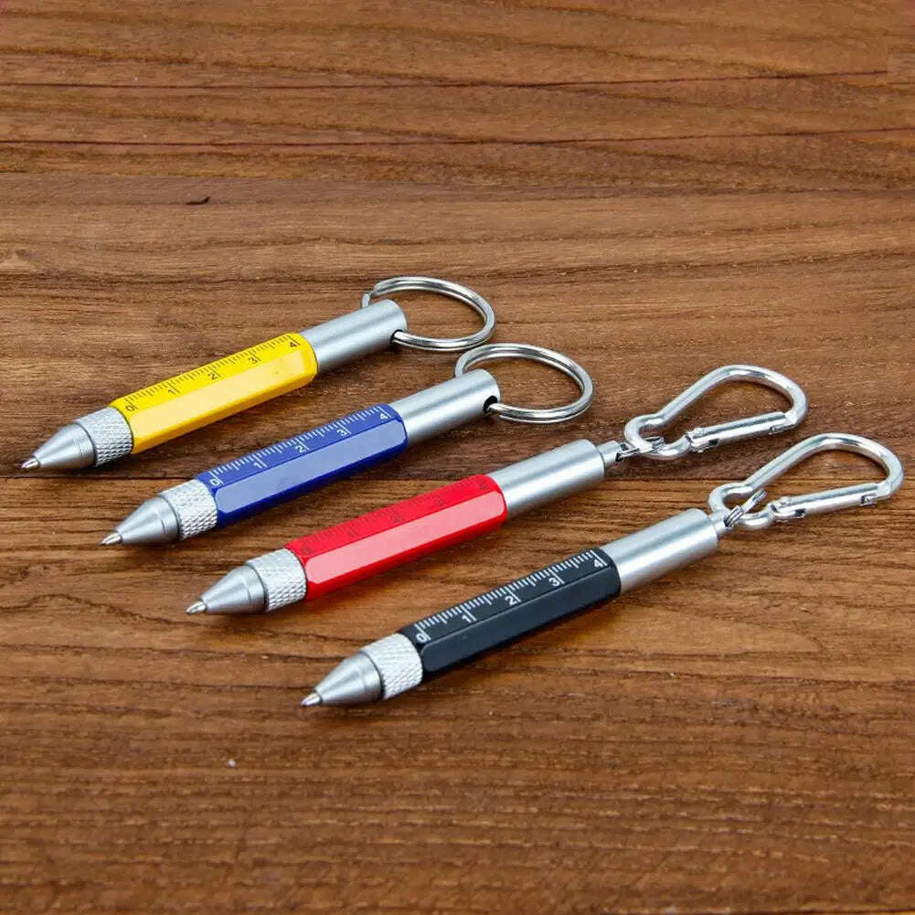 KIMLUD, Multifunction Tool Pen Six-in-One Metal Pen Screwdriver Hexagonal Touch Screen Carabiner Small Scale Ballpoint Pen, KIMLUD Womens Clothes
