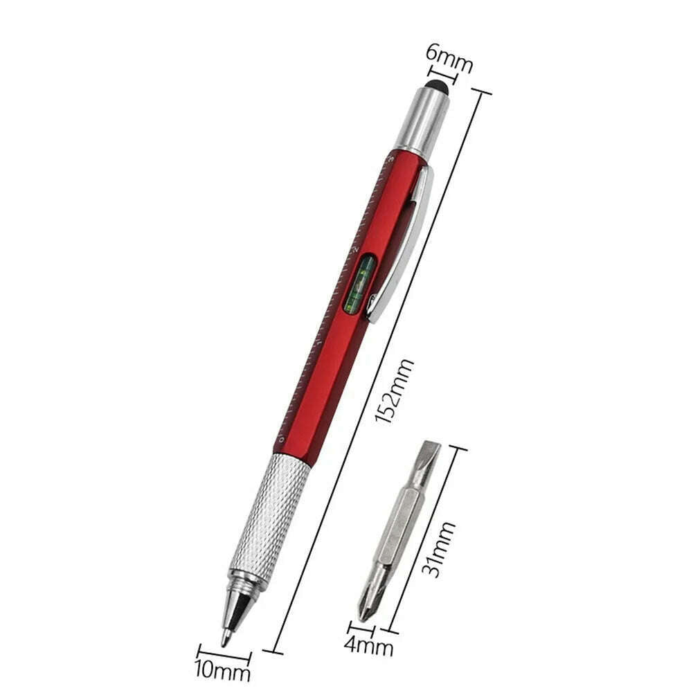 KIMLUD, Multifunction Tool Pen Spirit Level Scale Touch Screen 6 In 1 Metal Ballpoint Pen Metal For Construction Engineer Carpenters, KIMLUD Womens Clothes