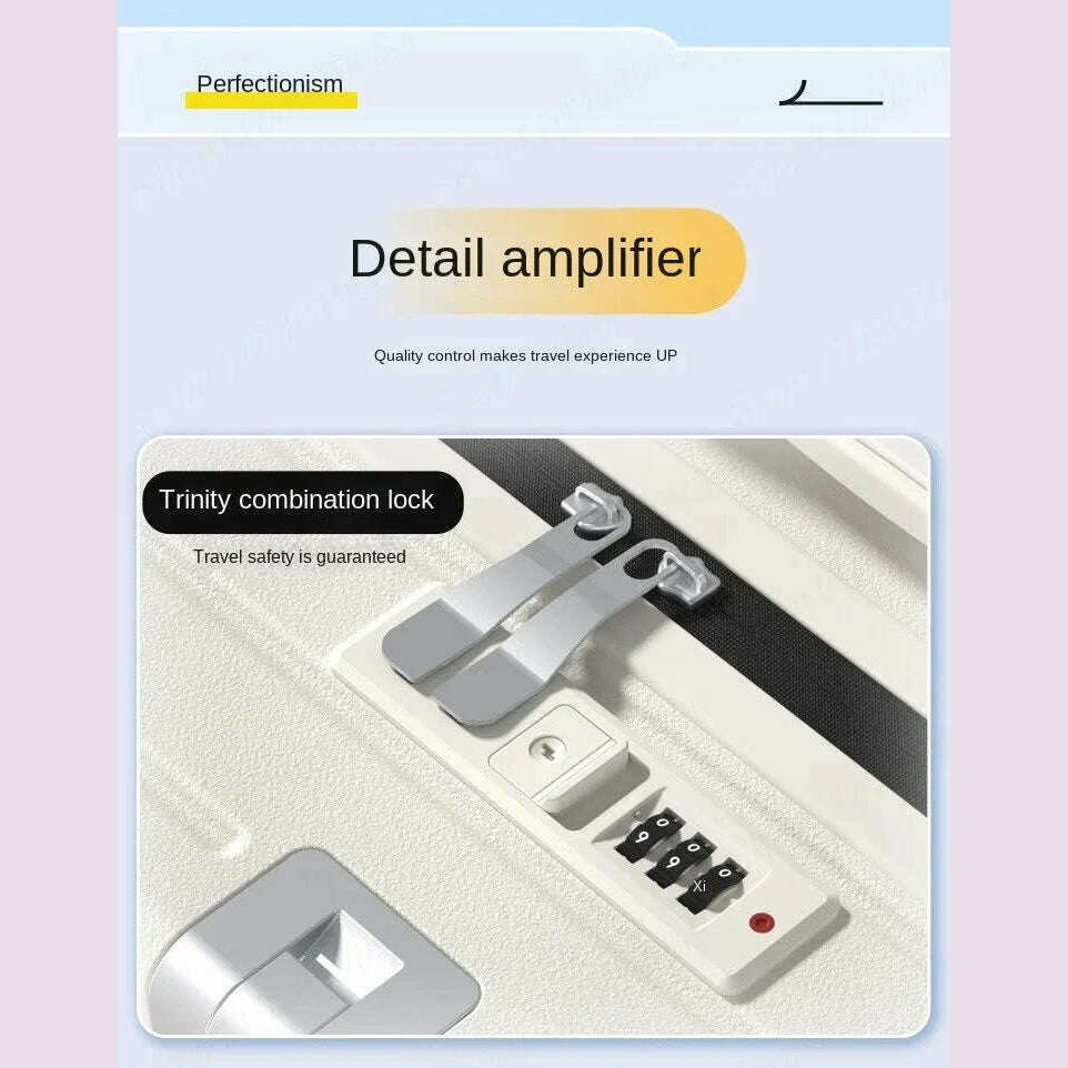 KIMLUD, Multifunctional Draw-Bar Suitcase Zipper Wide Handle Trolley Luggage with Cup Holder USB Port Trip Boarding Case Spinner 20 inch, KIMLUD Womens Clothes