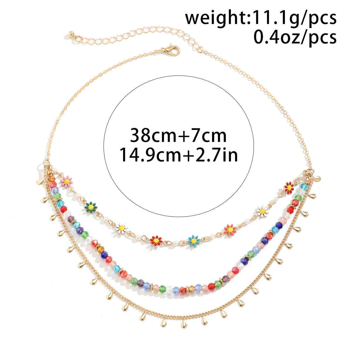 KIMLUD, Multilayer Boho Colorful Tiny Flower Tassel Chain Necklace for Women Wed Bridal Korean Fashion Bead Choker Aesthetic Y2K Jewelry, KIMLUD Womens Clothes