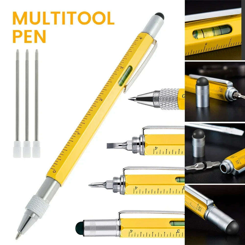 KIMLUD, Multitool Pen Screwdriver Level Meter Mobile Phone Touch Screen Cross Screwdriver Flat-blade Screwdriver Scale Ballpoint Pen, KIMLUD Womens Clothes