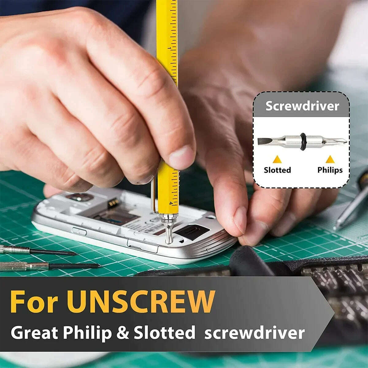 KIMLUD, Multitool Pen Screwdriver Level Meter Mobile Phone Touch Screen Cross Screwdriver Flat-blade Screwdriver Scale Ballpoint Pen, KIMLUD Womens Clothes