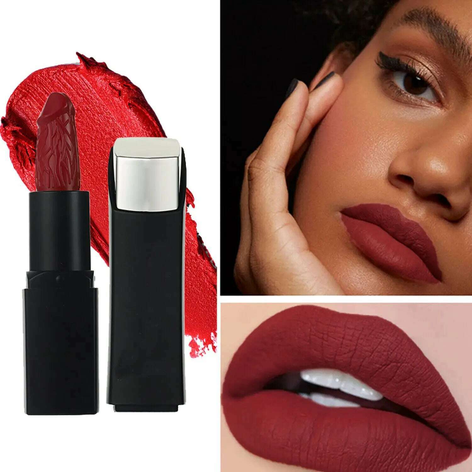 KIMLUD, Mushroom Head Lipstick Creative Matte Mist Black Tube Lip Gloss Long Lasting Non-Stick Cup Lip Cosmetics Funny Prank Friend Gift, KIMLUD Womens Clothes