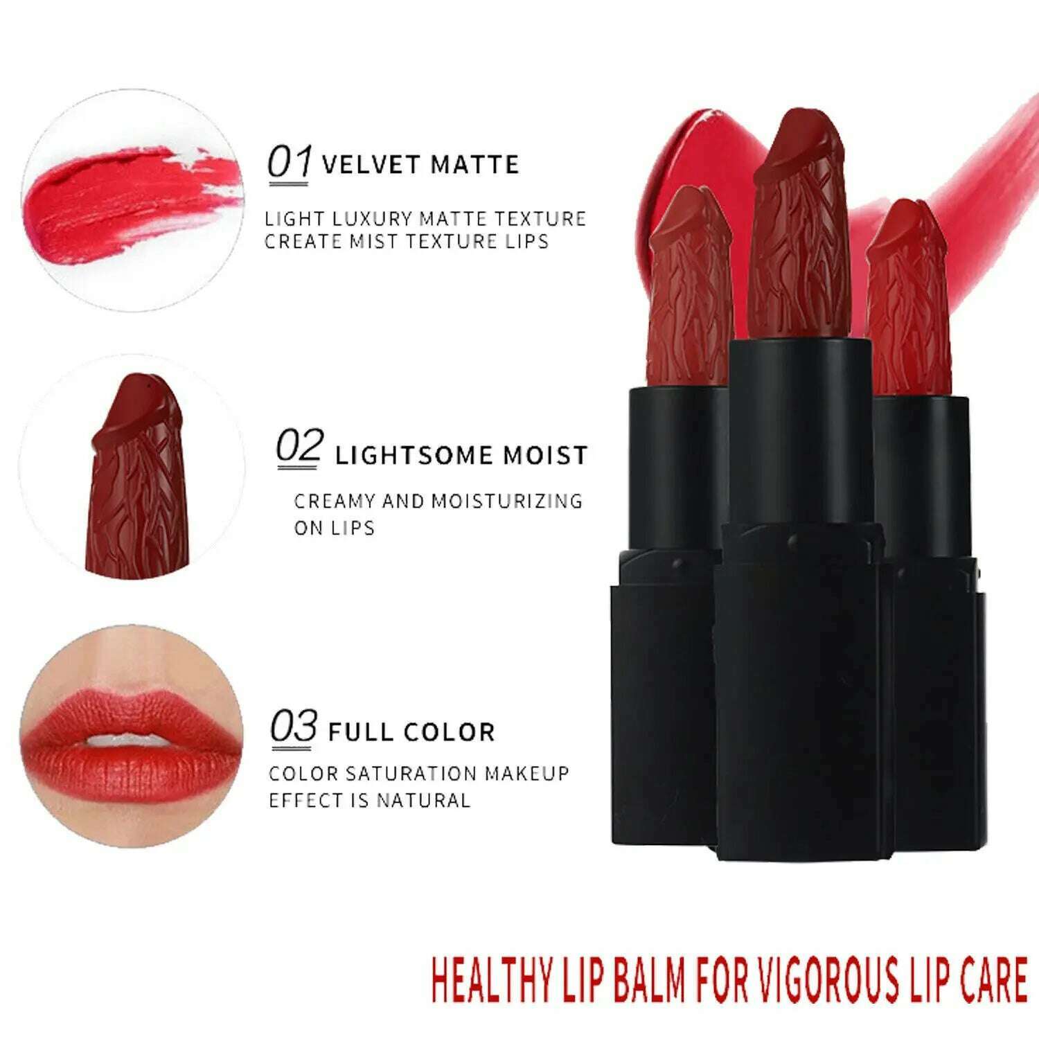 KIMLUD, Mushroom Head Lipstick Creative Matte Mist Black Tube Lip Gloss Long Lasting Non-Stick Cup Lip Cosmetics Funny Prank Friend Gift, KIMLUD Womens Clothes