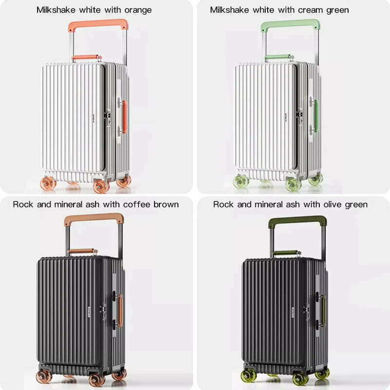 KIMLUD, MUXING Wide Trolley Luggage Front Opening Multi-Functional Women 20-Inch Small Lightweight Boarding Box 24-Inch Men's Suitcase, KIMLUD Womens Clothes