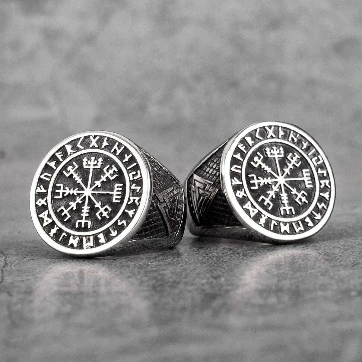 Myth Odin Triangle Symbol Viking Stainless Steel Mens Rings Vintage Charm for Male Boyfriend Jewelry Creativity Gift Wholesale - KIMLUD