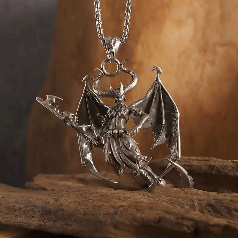 KIMLUD, Mythical Unicorn Pegasus Wings Pendant Horse Constellation Necklace Men and Women Trend Jewelry Couple Gift, AL19716-Silver, KIMLUD APPAREL - Womens Clothes