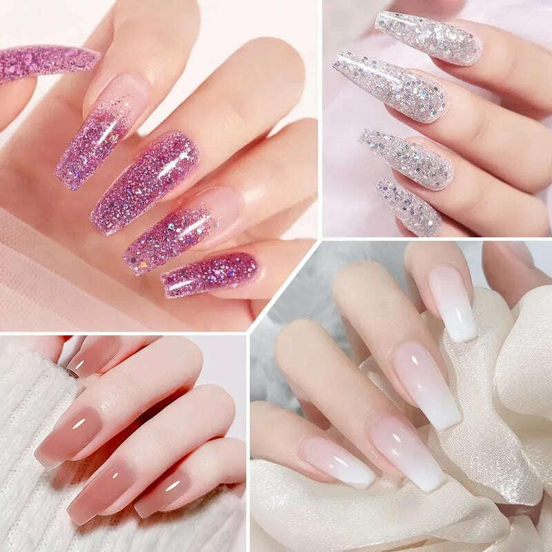 KIMLUD, Nail Polish Set With Extend Poly nail Gel Semi-permanent varnish and UV LED Lamp and Stainless Steel Nails Tool Kits, KIMLUD Womens Clothes